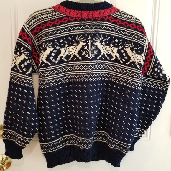 Dale Norway Blue Fair Isle Reindeer Chunky Wool Cardigan Sweater sz S 40 Unisex - Picture 7 of 15